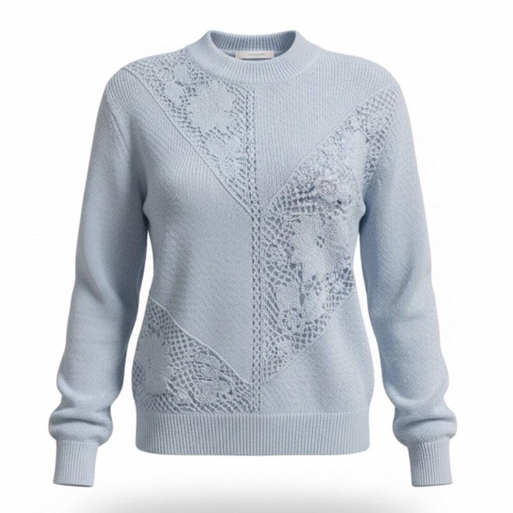 Vintage Jaclyn Smith Sweater Women’s L Blue Embroidered Beaded Floral Cottagecor